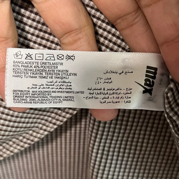 Max Brown & White Micro Gingham Long Sleeve Shirt - Men’s L - Picture 4 of 14